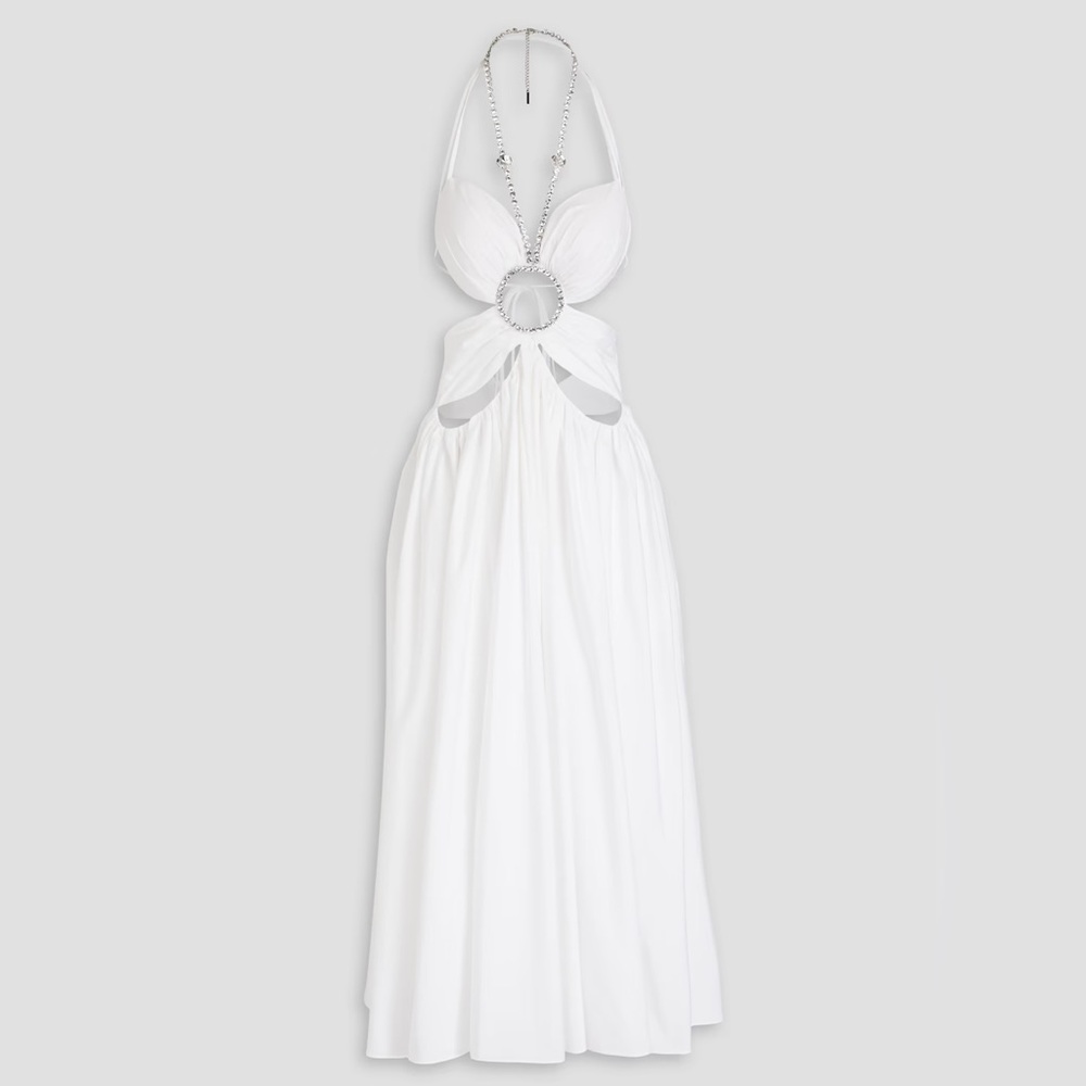 AREA White Crystal Cutout Gown
